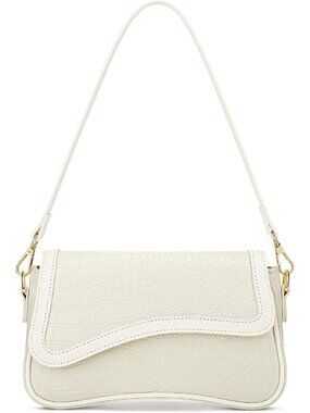 〽️Women's Beige PU leather Hobo Cute Trendy Mini Clutch Purses Shoulder Bag